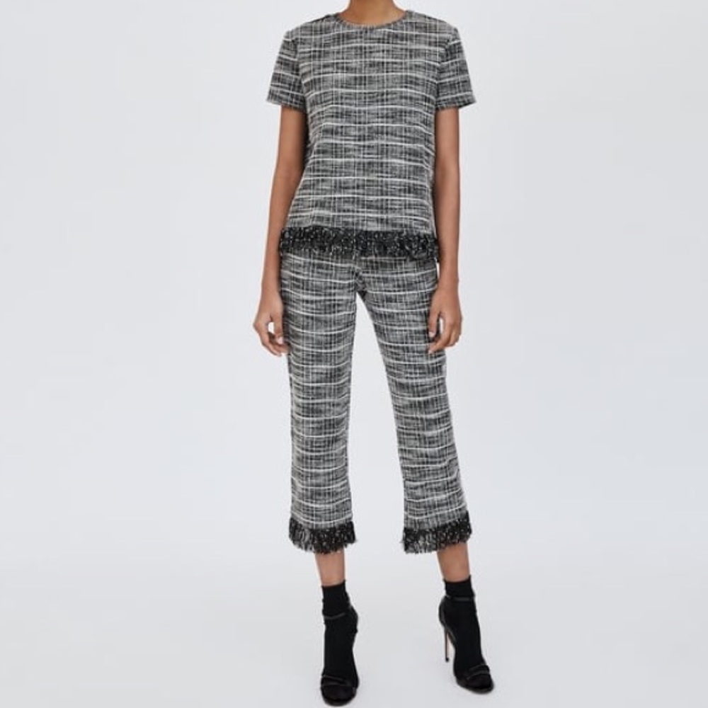 Zara Tweed Block Top